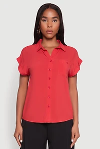 Womens Fixed Cuff Short Sleeve Shirt,