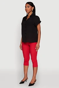 Womens Fixed Cuff Button Front Shirt,