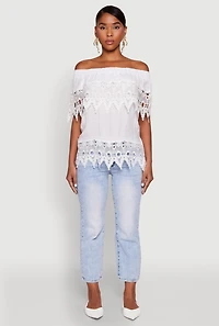 Lace Trim Off the Shoulder Blouse