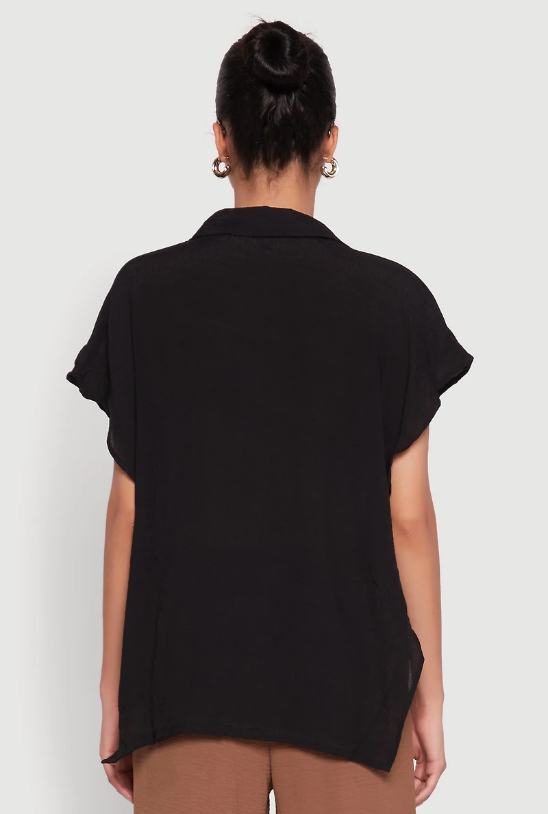 Womens Side Tie Dolman Sleeve Top,