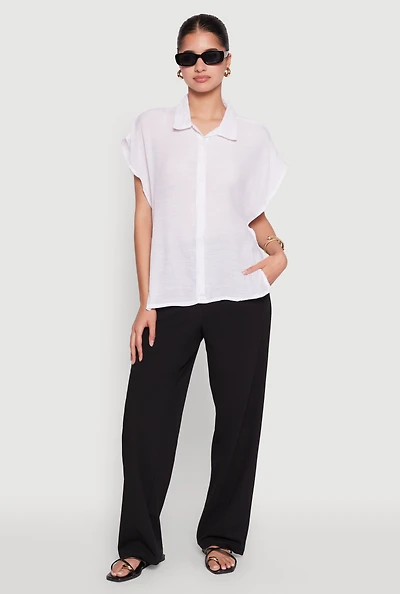 Womens Side Tie Dolman Sleeve Top, White, Size S