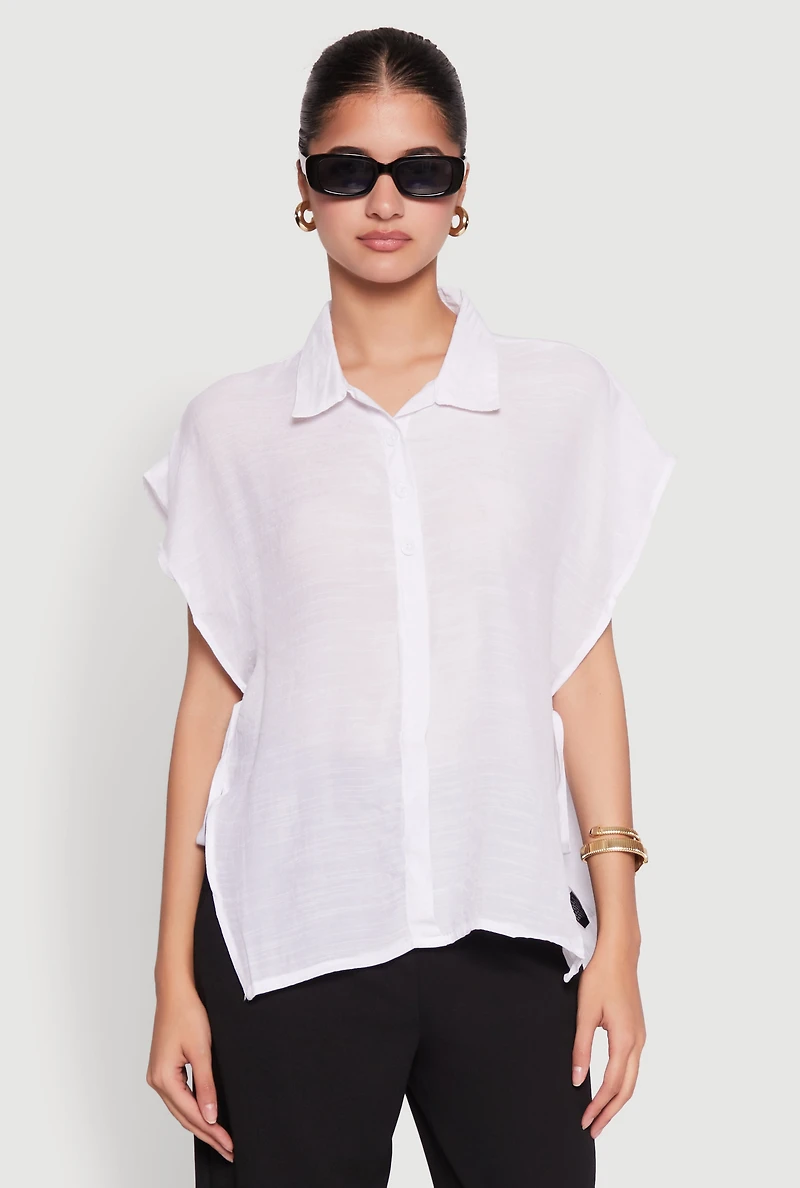 Womens Side Tie Dolman Sleeve Top, White, Size S