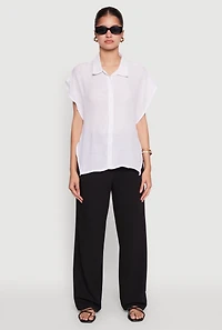 Womens Side Tie Dolman Sleeve Top, White, Size S