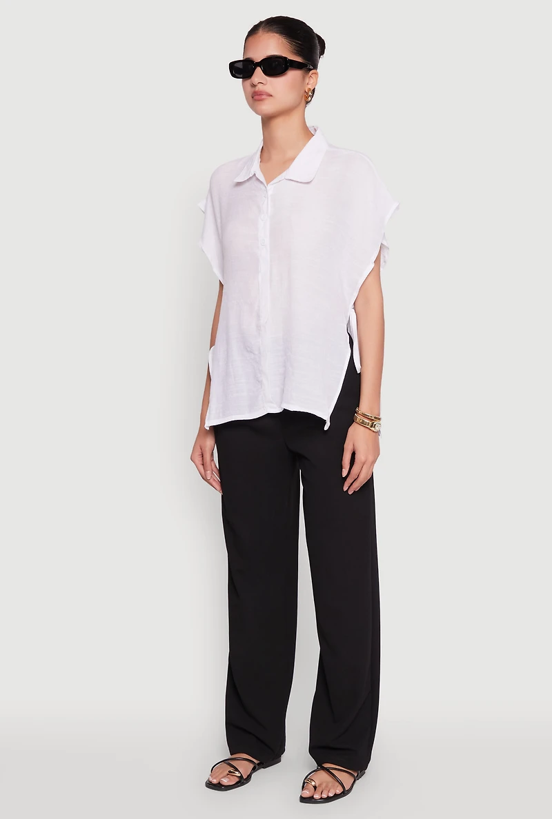 Womens Side Tie Dolman Sleeve Top, White, Size S