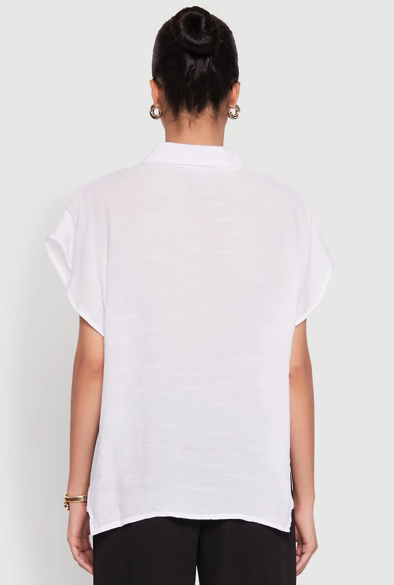 Womens Side Tie Dolman Sleeve Top, White, Size S