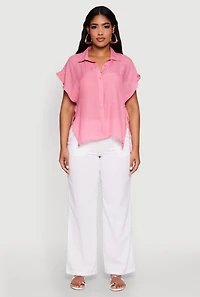 Womens Side Tie Dolman Sleeve Top, Pink, Size L