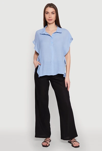 Womens Side Tie Dolman Sleeve Top, S