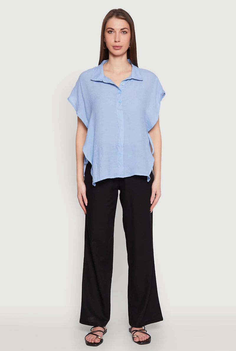Womens Side Tie Dolman Sleeve Top, S
