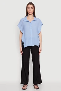 Womens Side Tie Dolman Sleeve Top, S