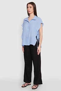 Womens Side Tie Dolman Sleeve Top, S
