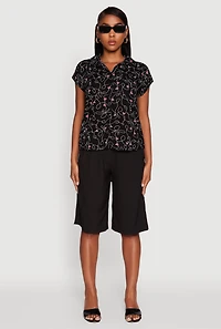 Womens Trendy Classic Fit Abstract Face Print Shirt,