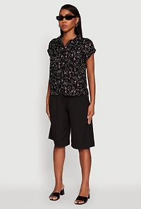 Womens Trendy Classic Fit Abstract Face Print Shirt,