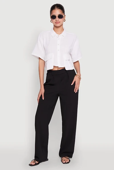 Womens Cargo Pocket Crop Top, Multi, Size XL