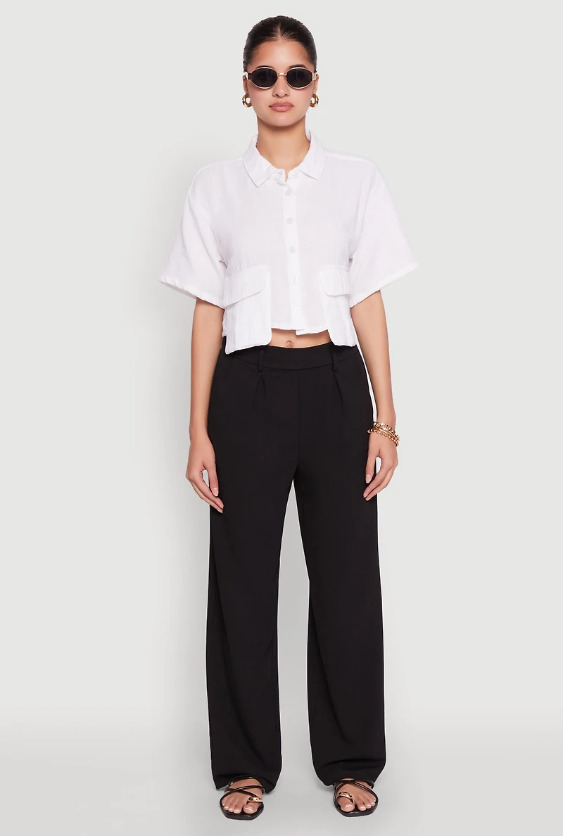 Womens Cargo Pocket Crop Top, Multi,