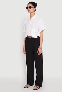 Womens Cargo Pocket Crop Top, Multi, Size XL