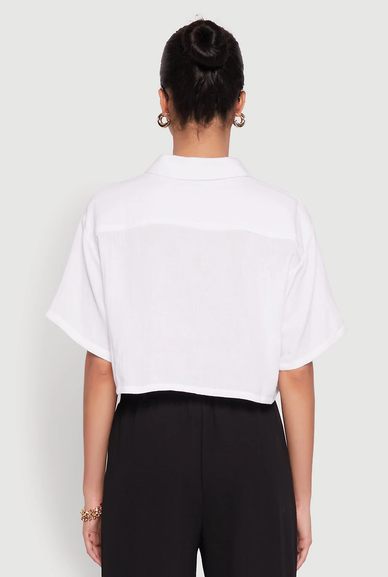Womens Cargo Pocket Crop Top, Multi,