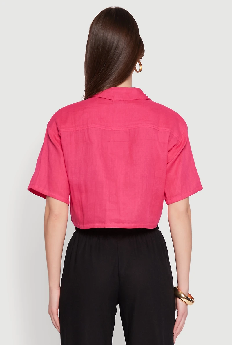 Womens Cargo Pocket Crop Top, Pink, Size XL