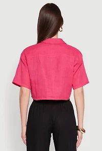 Womens Cargo Pocket Crop Top, Pink, Size XL
