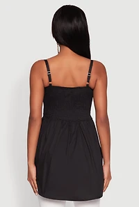 Womens Tie Front High Low Peplum Cami, M