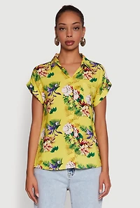 Printed Pattern Button Front Shirt