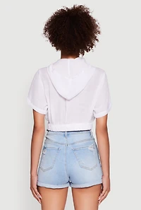 Trendy Cargo Pocket Zip Front Cropped Hoodie