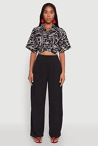 Womens Twist Front Swirl Print Top,