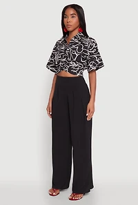 Twist Front Swirl Print Top