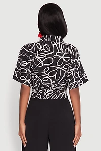 Womens Twist Front Swirl Print Top,