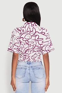 Womens Twist Front Swirl Print Top, Multi, Size M