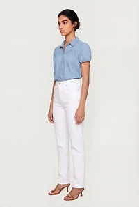 Denim Short Puff Sleeve Shirt