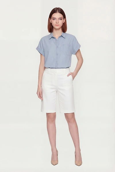Denim Button Front Pocket Shirt