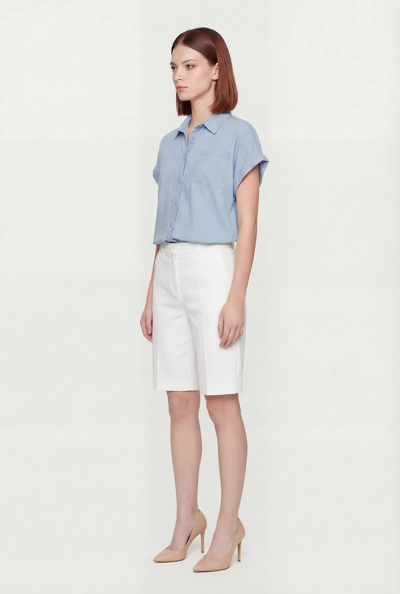 Denim Button Front Pocket Shirt