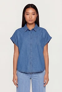 Denim Button Front Pocket Shirt