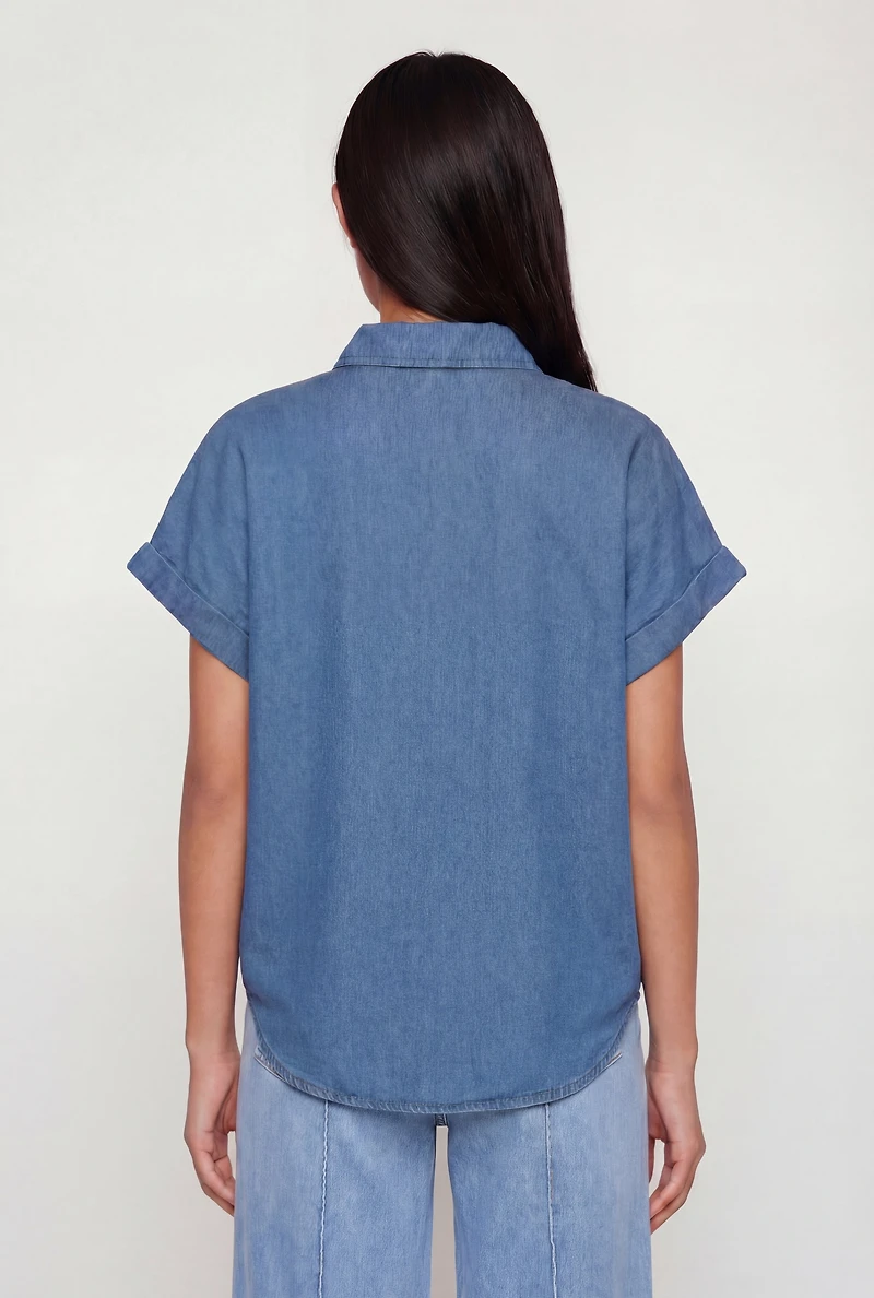 Denim Button Front Pocket Shirt