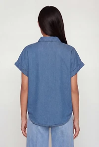 Denim Button Front Pocket Shirt