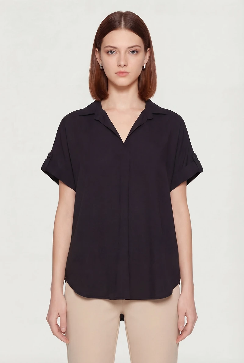 Notch Collar Blouse