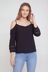 Quarter Sleeve Cold Shoulder Blouse