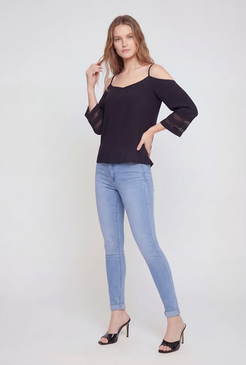 Quarter Sleeve Cold Shoulder Blouse