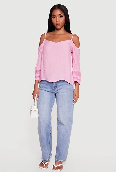 Quarter Sleeve Cold Shoulder Blouse