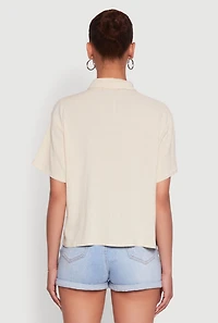 Womens Boxy Short Sleeve Shirt with Side Slit,