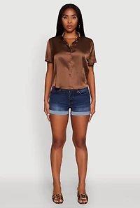 Satin Boxy Button Front Shirt