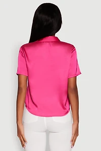 Satin Boxy Button Front Shirt