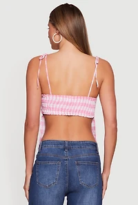 Gingham Tie Shoulder Open Back Cami