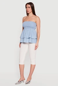 Smocked Tiered Peplum Tube Top