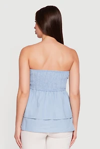 Smocked Tiered Peplum Tube Top