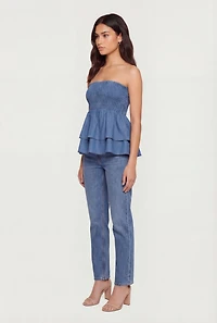 Smocked Tiered Peplum Tube Top