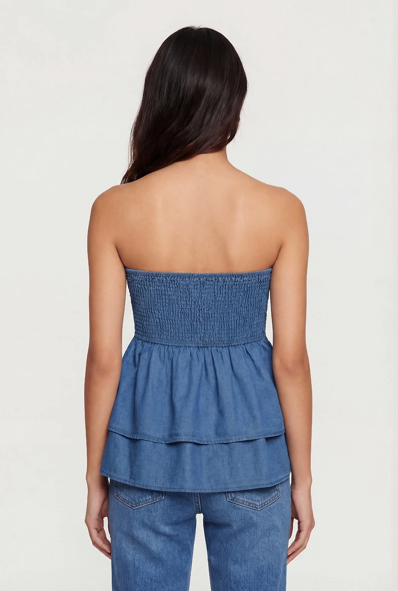 Smocked Tiered Peplum Tube Top