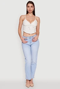 Womens Chic Linen Bustier Top with Sweetheart Neckline, White, Size S