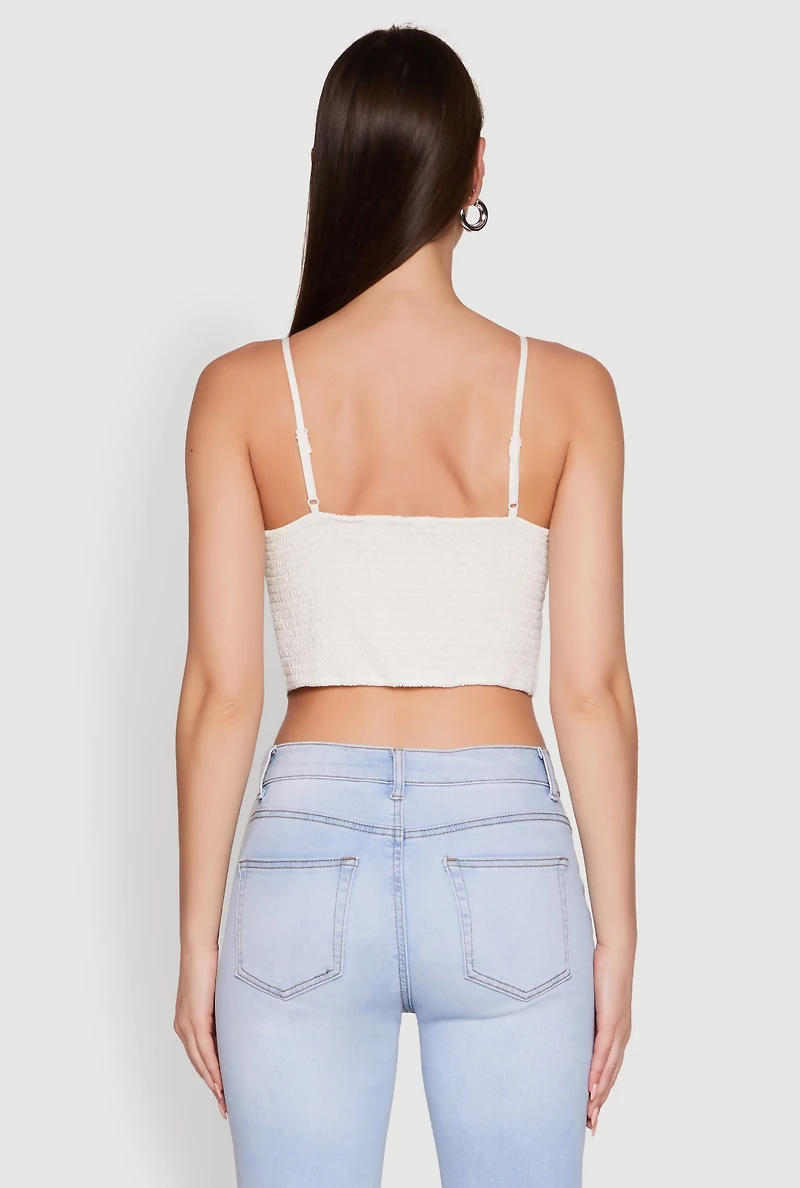 Chic Linen Bustier Top with Tie Front Detail