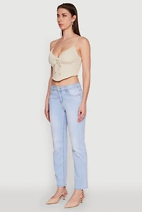 Womens Chic Linen Bustier Top with Tie Front Detail,